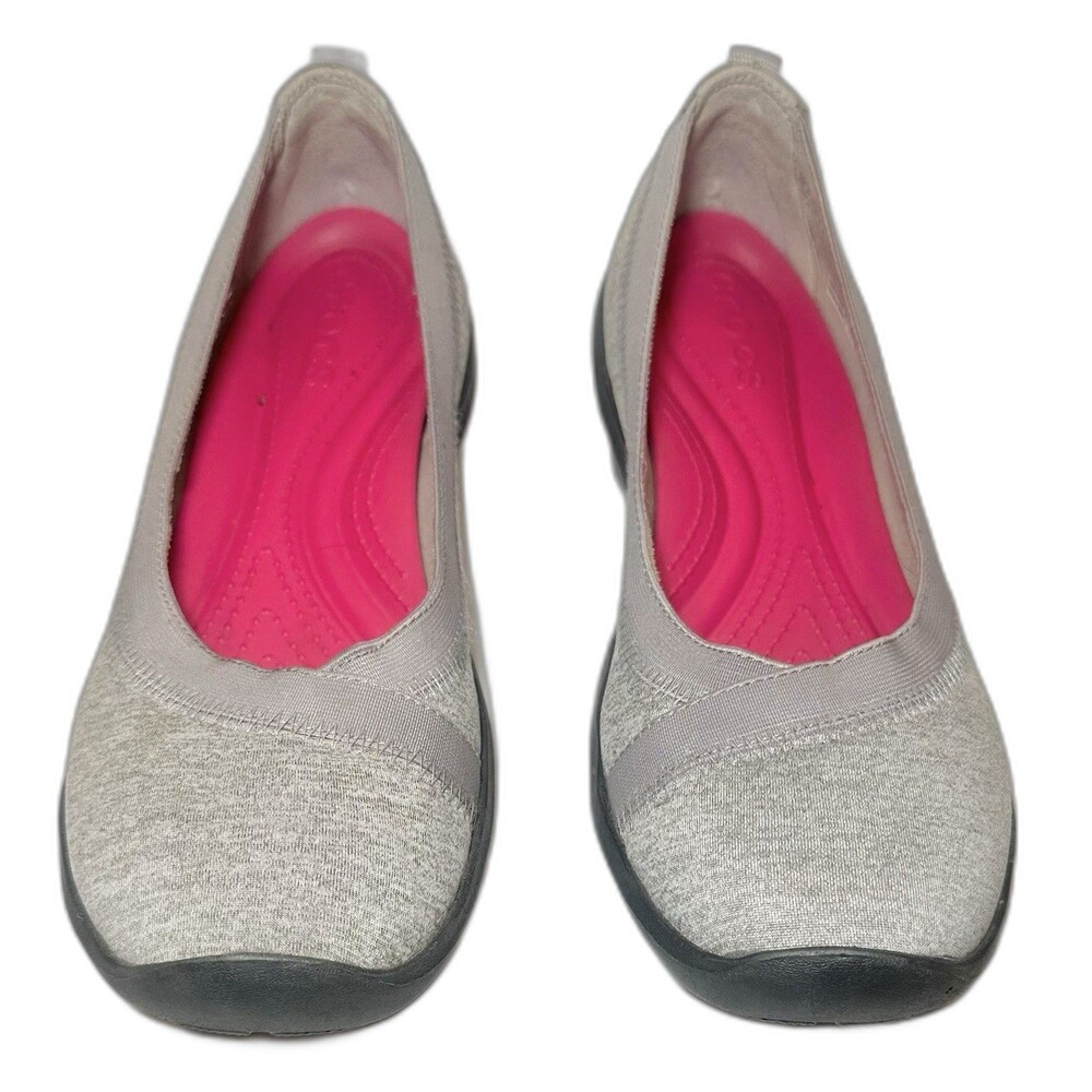 Crocs Busy Day Flats Womens 8 Gray Heathered Slip On Comfort Ballet Cushioned
